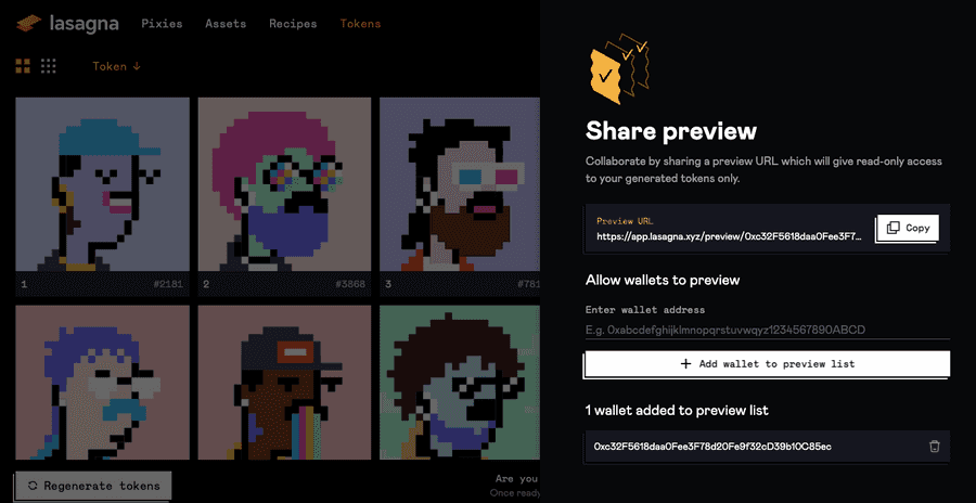 Share preview drawer